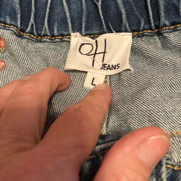 Oh Cropped Jeans Floral Embroidery Capri L - Picture 7 of 10